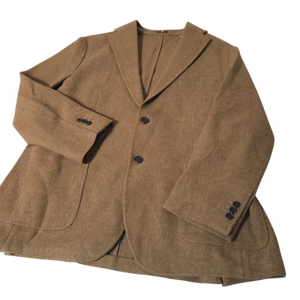 Proper Cloth Sport Coat Mens 48 Japanese Ochre Wool Shetland Tweed Blazer